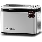 Neretva Bread Maker, 3.3LB Larger Bread Machine 15-in-1 Stainless Steel & Nonstick Ceramic Pan & Auto Nut Dispenser Breadmake