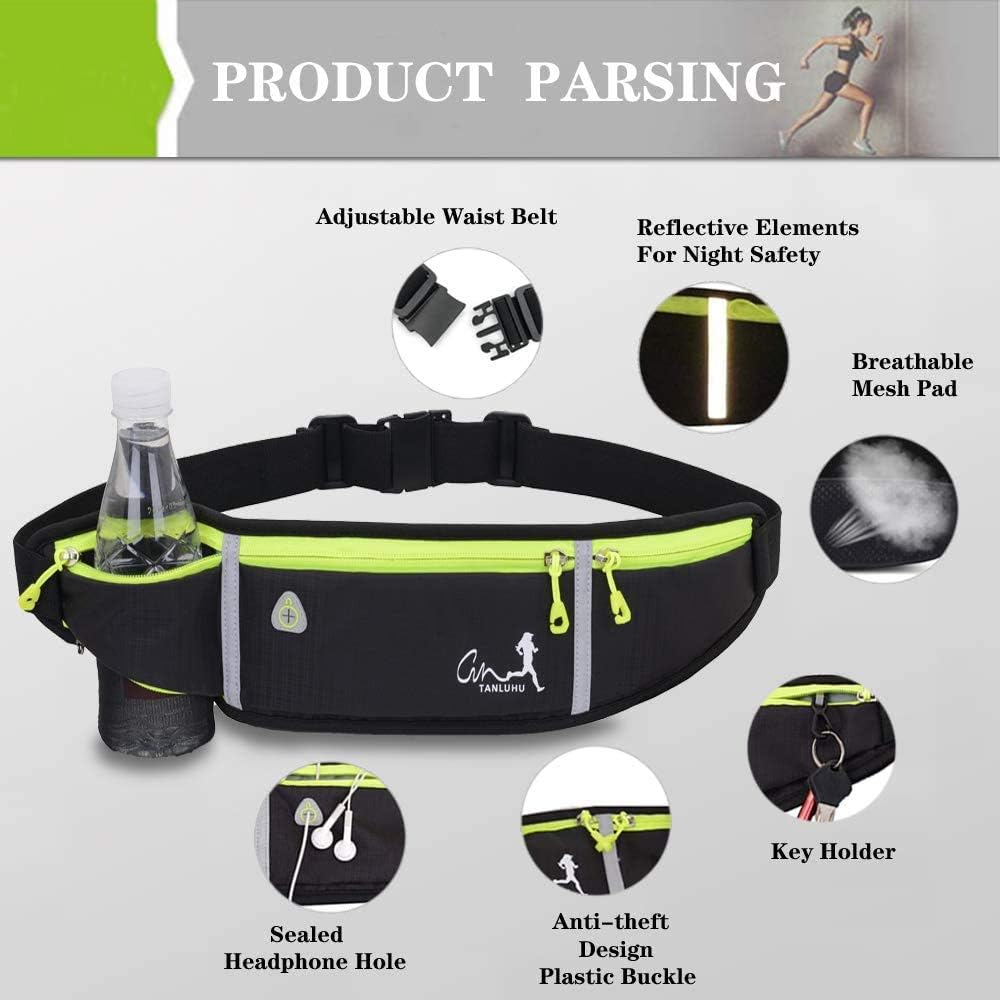 TuTuShop Lightweight Running Belt Adjustable Running Waist Pack with Elastic Strap Running Pouch Phone Holder Accessories for iPhone Samsung,Workout Fanny Pack for Men/Women (Black) - Image 4