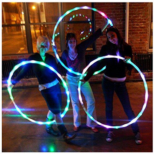 LED Hula Hoop Weighted Dance & Fitness Glow Light Up Hoola Hoops for Adults and Kids, 24 Color Strobing Changing LED Light, 8 Section Detachable Design, Portable Hula Hoops 36" (batteries not include) - Thumbnail 5