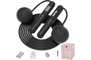 YOTTOY Cordless Jump Rope with Counter - Ropeless Rope 2 In 1 with Large Cordless Ball-Weighted Jump Rope for Women with LCD 