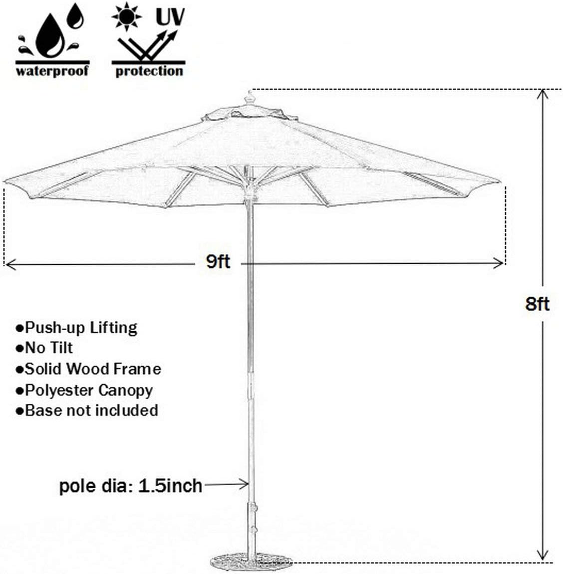 Amazon Com 9 Ft Hunter Green Patio Umbrella Outdoor Wood Market Umbrella Product Sku Ub50021 Psw Green Garden Outdoor