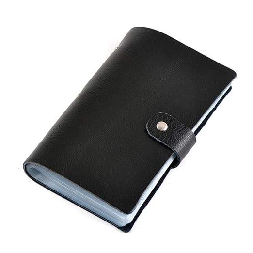 Echt Leder Visitenkartenmappe Schwarz I 2-Fach Druckknopfverschluss Für 120 Karten Visitenkarten Aufbewahrung I Herzog