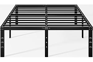 DTIG 18 Inch King Size Bed Frame No Box Spring Needed Metal Platform King Bed Frame, Easy Assembly Heavy Duty Noise Free Tall Bed Frame, Black