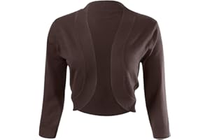 Allsense Women's 3/4 Sleeve V-Neck Cropped Bolero Shrug Cardigan