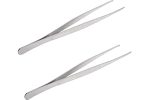 Aoje-Link Tissue Accessories Stainless Steel Tweezers, Pliers Tool, Rat Tooth Thumb Dressing Forceps, Serrated Forceps, Silver, 2pcs