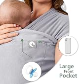 trekki Pocket Wrap Baby Sling Carrier with Front Pocket Black view 2