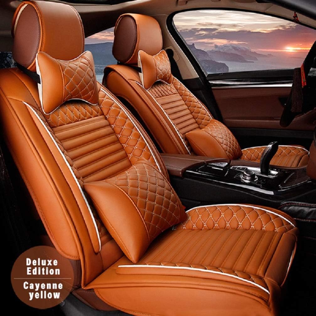 Custom Car Front Seat Cover for Nissan 350Z 307Z Armada Altima March Navara Versa Teana Qashqai X-Trail Maxima Murano 5-Seat PU Leather Seat Pad Protector (Luxury)