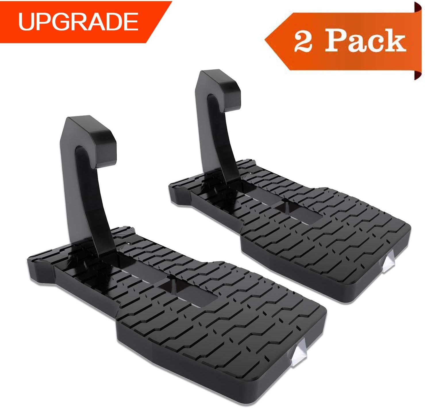 mobfun Upgraded Car Folding Step Easy Access to Car Rooftop Cargo Carrier Bag, Bike Rack, Rooftop Tent, Vehicle Ladder Hooked with Safety Hammer Function Doorstep for Car, Jeep, SUV (2-Pack)