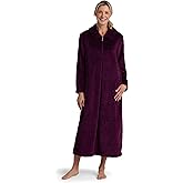 Miss Elaine Women's Long Fleece Robe, Long Sleeves and Zipper Front Closure, Collared Neck with Side Pockets