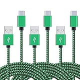 USB Type C Cable, FiveBox 6Ft 3 Pack USB 2.0 Type C Phone Charger Braided Data Fast Charging Cord for Samsung Galaxy S8, S8 plus, Nexus 6P 5X, LG G5 V20 V30 G6, Huawei P9 P10, Google Pixel XL-Green