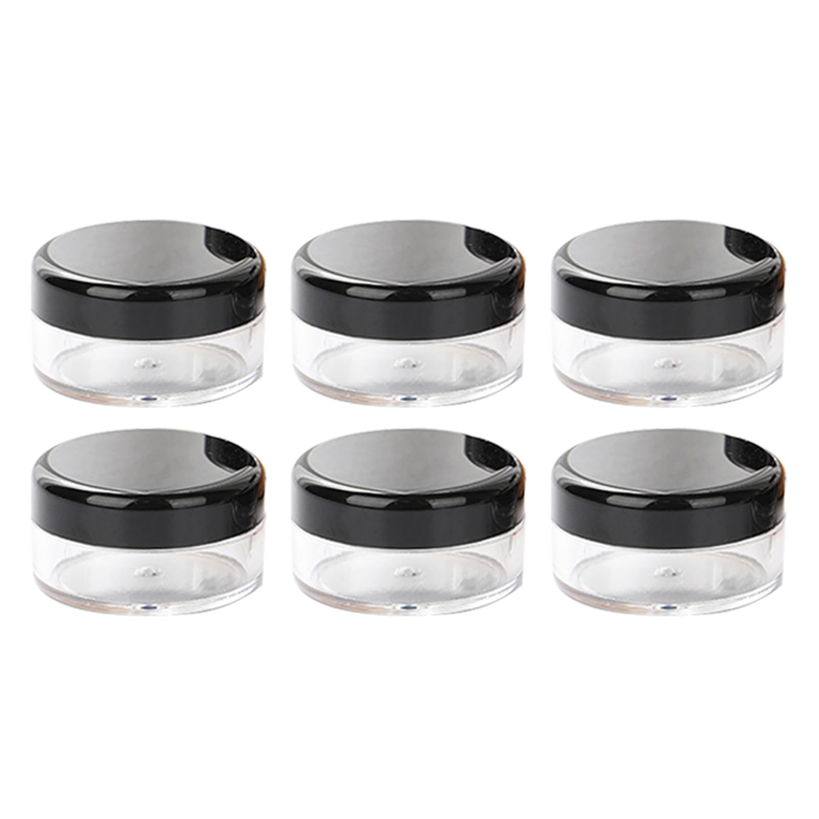 Jarsense Sample Pots for Cosmetics, 6pcs Empty Plastic Cosmetic Jars with Lid, 5 Gram Cosmetic Container Clear Round Mini Portable Small Pots for Face Creams, Sample - Black