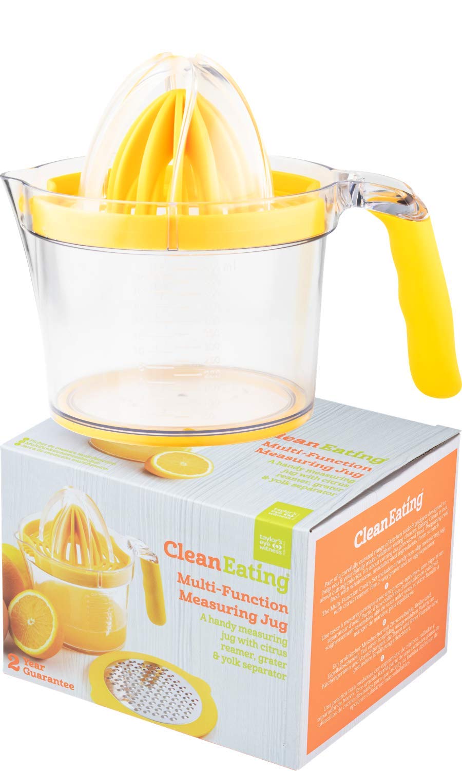 Taylors Eye Witness New Clean Eating Measuring Jug 600ml / 20 fl.oz - Multi-Function Kitchen Pourer. Plus Large & Small Citrus Lemon Squeezer, 2-Way Grater & Egg Separator. 2 Yr Guarantee