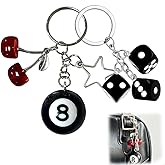 Ouligay 8 Ball Dice Keychain Y2K Bag Charms Porte-clés Noir