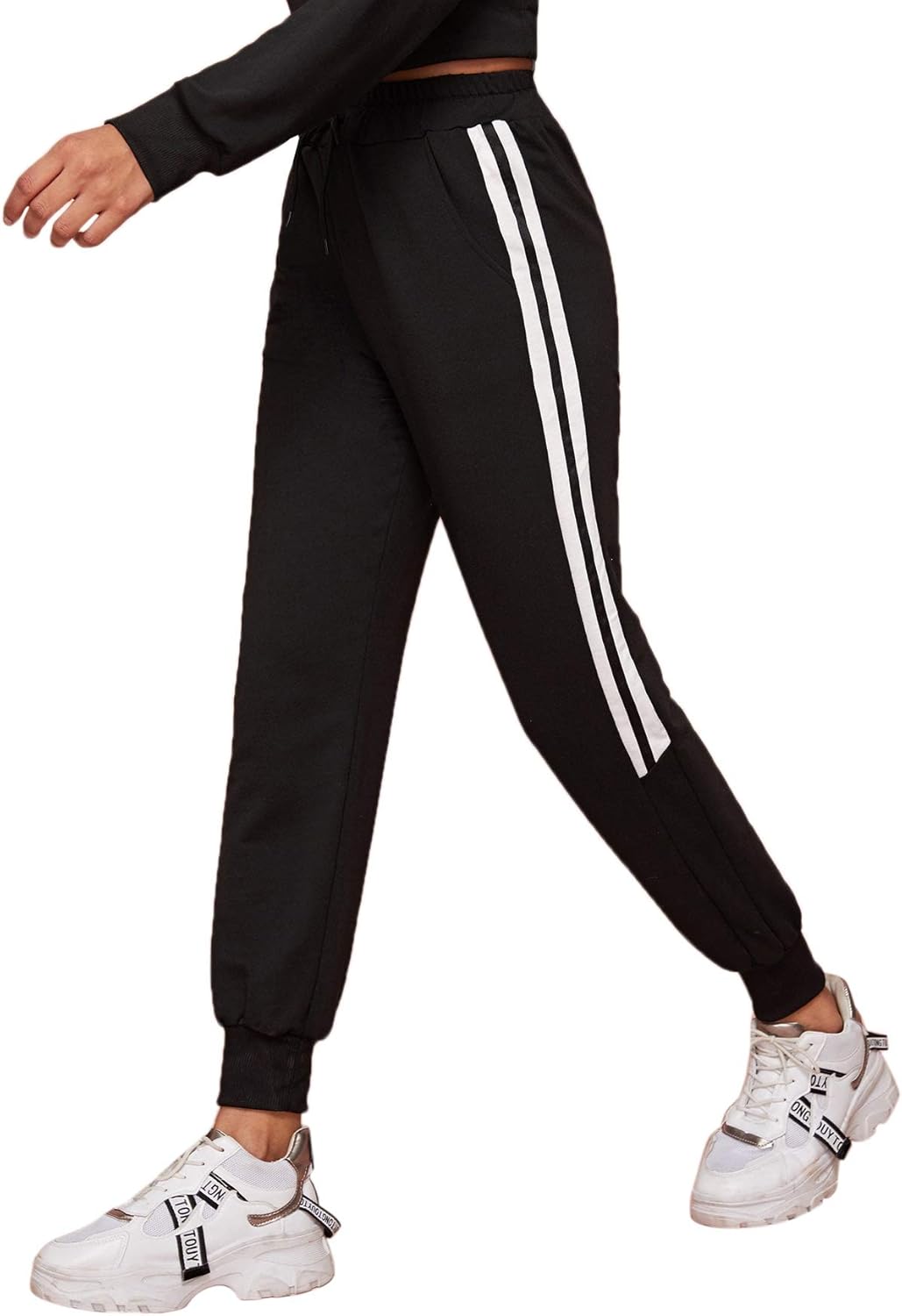 SweatyRocks Women's Drawstring Waist Athletic Sweatpants Jogger Pants with Pocket at  Women’s Clothing store