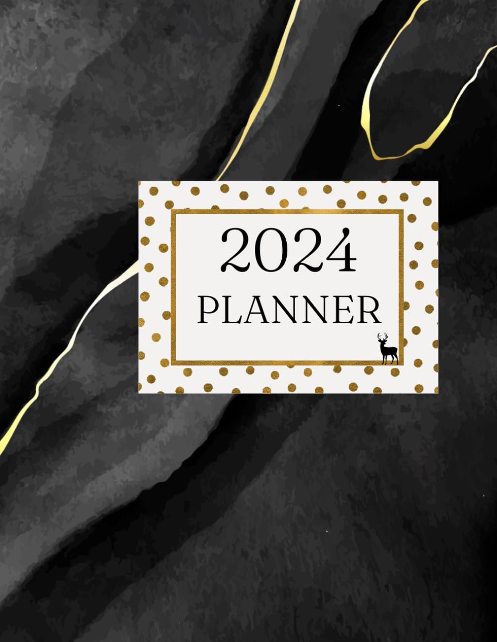 2024 ULTIMATE PLANNER BLACK AND GOLD MARBLE