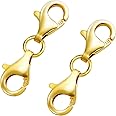 Ofiuny 18K Gold Lobster Clasp 925 Sterling Silver Double End Design Necklace Clasps and Closures,Chain Extender Double Claw Connector Bracelet Extension Clasp (Made in Italy)