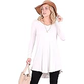 Popana Long Sleeve Tunic Tops for Women, Loose Fit Dressy Long Tops to Wear with Leggings, Soft Stretchy Tunic Top