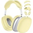 [4 in 1] Silicone Case Cover for AirPods Max USB-C (2024), Anti-Scratch Sweat-Proof Ear Pad Case Cover/Ear Cups Cover/Headband Cover Accessories Silicone Protector for AirPods Max Headphones (Yellow)