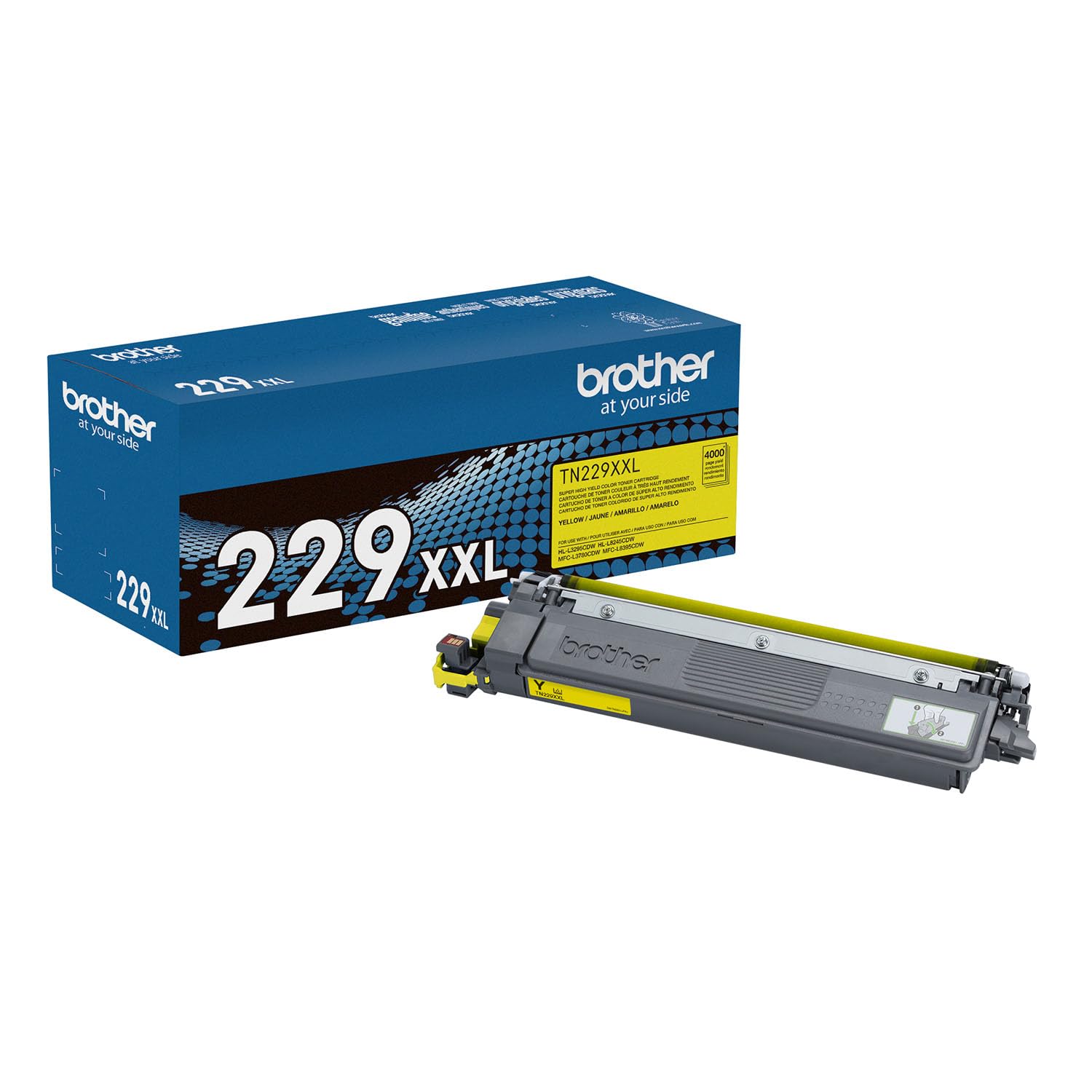 Photo 1 of Brother Genuine TN229XXLY Yellow Super High Yield Printer Toner Cartridge - Print up to 4,000 Pages (1), Compatible with HL-L3295CDW, HL-L8245CDW, MFC-L3780CDW, and MFC-L8395CDW Printers