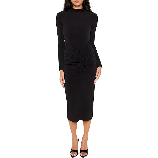 Amazon.com: BCBGMAXAZRIA Women's Mini Dress Long Sleeve Asymmetrical Hem  Ruching Fitted Faux Wrap Style Dresses, Black, X-Small : Clothing, Shoes &  Jewelry