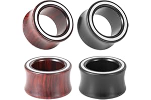 COOEAR 2 Pairs Wood Ear Gauges Eyelet Ear Tunnels Elegant Plugs Seashell Circle style Earrings Stretcher.