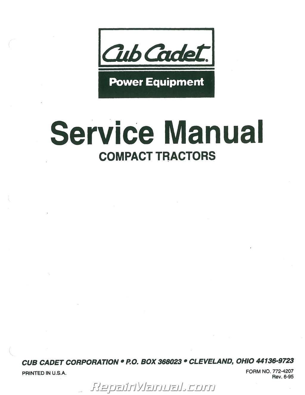 JS-IH-S-7305 Cub Cadet 7000 Series Compact Tractor Service Manual Form  772-4207: Manufacturer: Amazon.com: Books