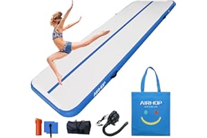 AIRHOP Gymnastics Tumbling Mat 4/8 Inches Thick, 10ft/13ft/16ft/20ft Air Track Tumble Inflatable Training Mats for Kids Home Use, Gym, Cheerleading with Electric Pump