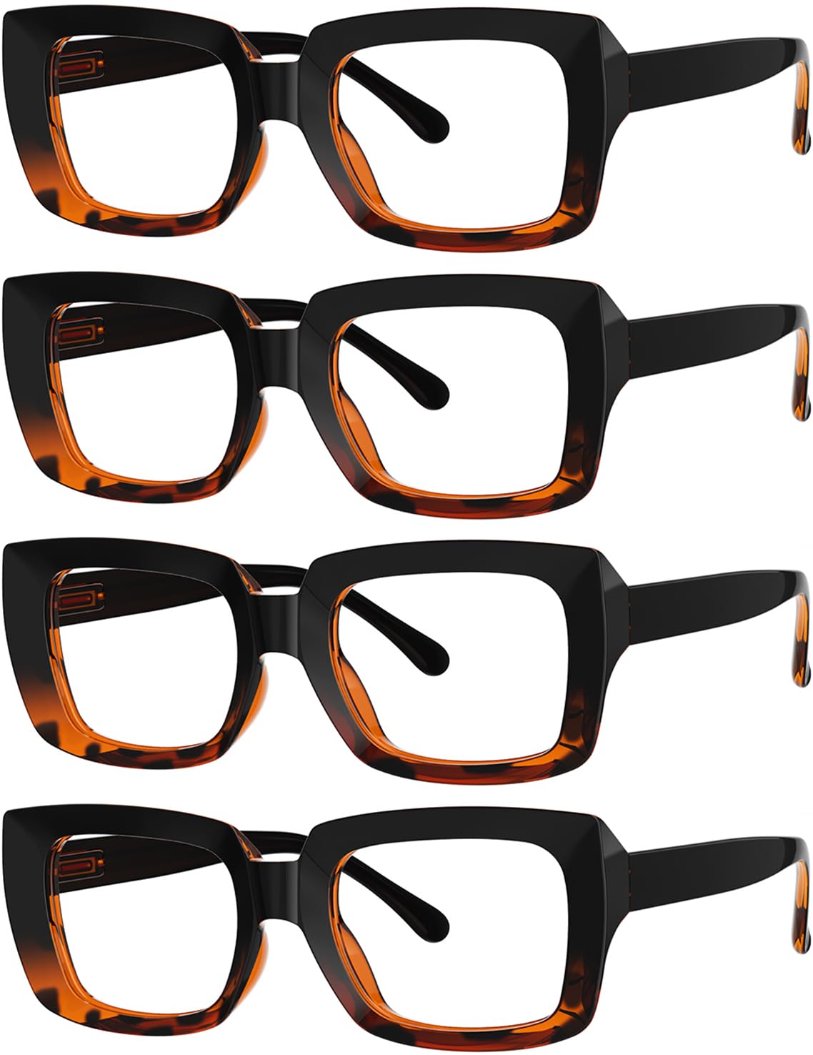 Eyekepper 4 Pack Stylish Reading Glasses Women - Oversized Square Readers Black/Tortoise +2.25