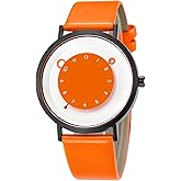 Gosasa Minimalist Casual Unisex Quartz Watch – Unique Hands Design, Fashion Sports Waterproof Wristwatch for Men & Women with Leather Band