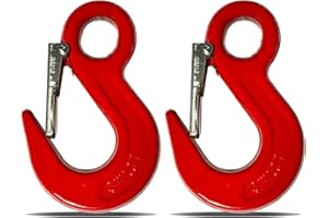 HYECEN G80 Clevis Eye Grab Hook,3/8" Heavy Duty Chain Hooks,Forged Tow Trailer Safety Hook with 6600Lbs Work Load Limit Capacity for Hauler Hitches Wrecker Truck,Clevis Grab Winch Hooks for Lifting（2pc）