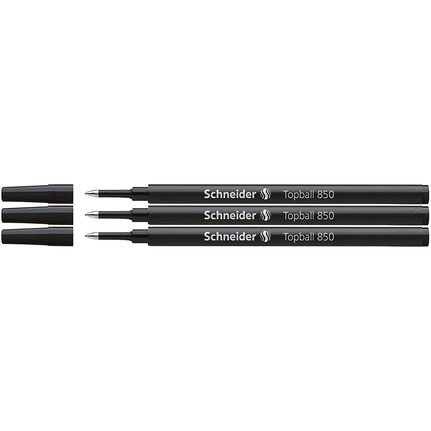 SCHNEIDER Pack of 3 Topball 850 Rollerball Refills Medium Tip 05 Black
