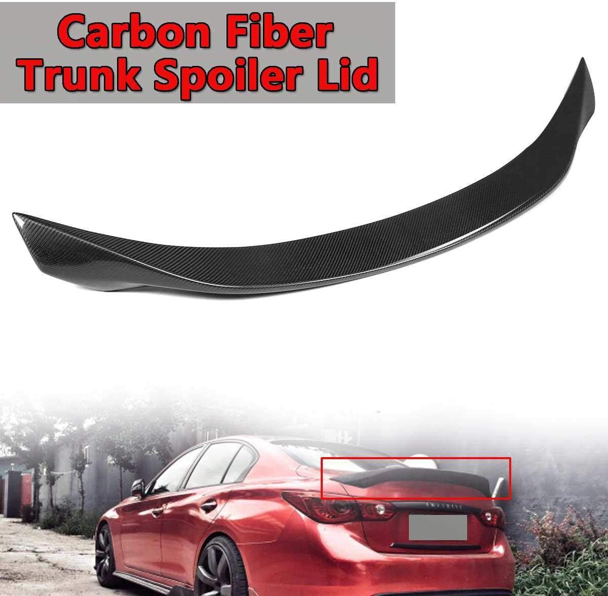 GLFDYC Black Car Rear Spoiler, for Infiniti Q50 All Models 2014-2018 Boot Trunk Lid Wing, Universal Carbon Fiber Modified Roof Extension Lip