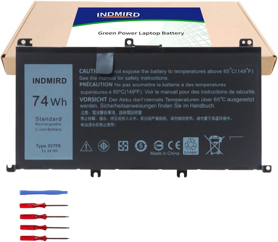 Indmird 357F9 Replacement Laptop Battery for DELL inspiron 15 5576 5577 7566 7567 7557 7559 INS15PD Series Compatible with 357F9 0GFJ6 71JF4 071JF4 0357F9 (11.1V 74wh)