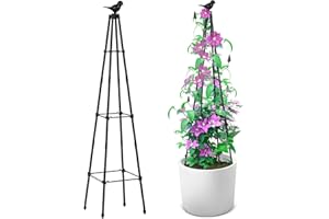 ZHUOKECE Garden Trellis for Climbing Plants, Rustproof Plant Support Trellis, Rose Bush Round Trellis for Potted Plants Climbing Vine Clematis Outdoor Indoor Garden Obelisk Trellis (5.25FT (1Pack), Black)