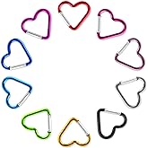 10PCS Heart Shaped Carabiner Keychain Clip Set - Aluminum Ring Climbing Clips for Hammock, Dog Leash, Water Bottle Holder and Keys