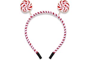 GLBCC Christmas Headband Cute Xmas Holiday Candy Cane Lollipop Hairband Red White Stripe Hair Hoop Headpiece Party Favor Gift for Women Girls