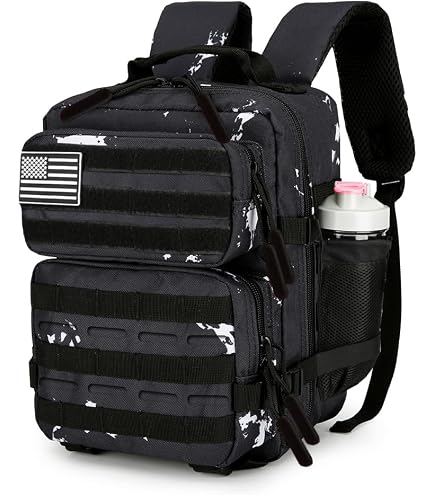 Aocmpxs Mini Tactical Backpack, 9L Small Gym Backpacks Sport Bag for Men Women Molle Military Pack with US Flag Patch and Carabiner (Black) : Sports & Outdoors