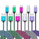Android Charger Cable, FiveBox 5-Pack 6ft Micro USB Cable Cord Braided Fast Charging Phone Charger for Samsung Galaxy J3 J7 S6 S7 Edge, Tablet, LG stylo 2/3 LG G3 G4 K30 K20 Plus, Kindle Fire 7 8 10