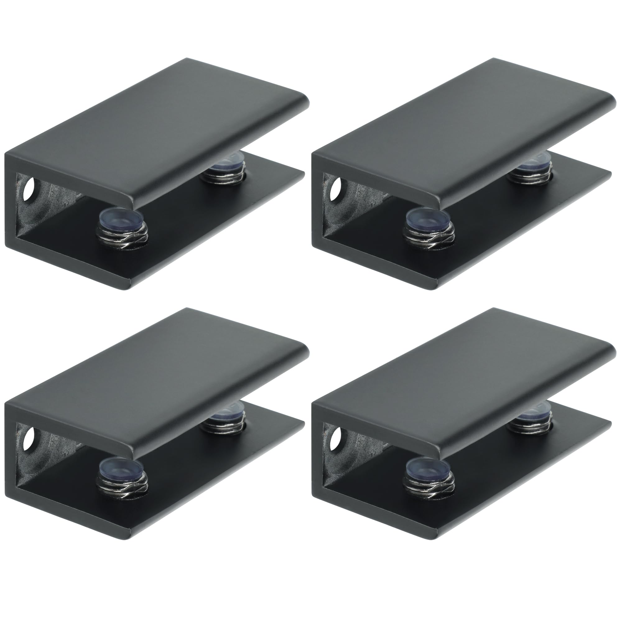 Photo 1 of Alise Glass Shelf Bracket Adjustable Shower Brackets,Heavy Duty Rectangle Clamp Holder for 10-12mm Glass Shelves,Wall Mount Clamps Clip Support Replacement Parts,Black,Pack of 4