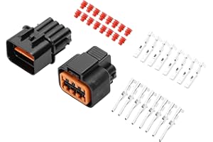 VekAuto 8 Pin Front Headlight Connector Plug Kit Compatible for Hyundai for Kia, Waterproof 2.2 mm Series Plastic Black Male Female Wire Terminal Connector