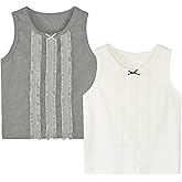 Barry Banny 2 Piece Girls Tank Top with Lace for Summer Sleeveless Dance Top Wide Strap 5T-13Y
