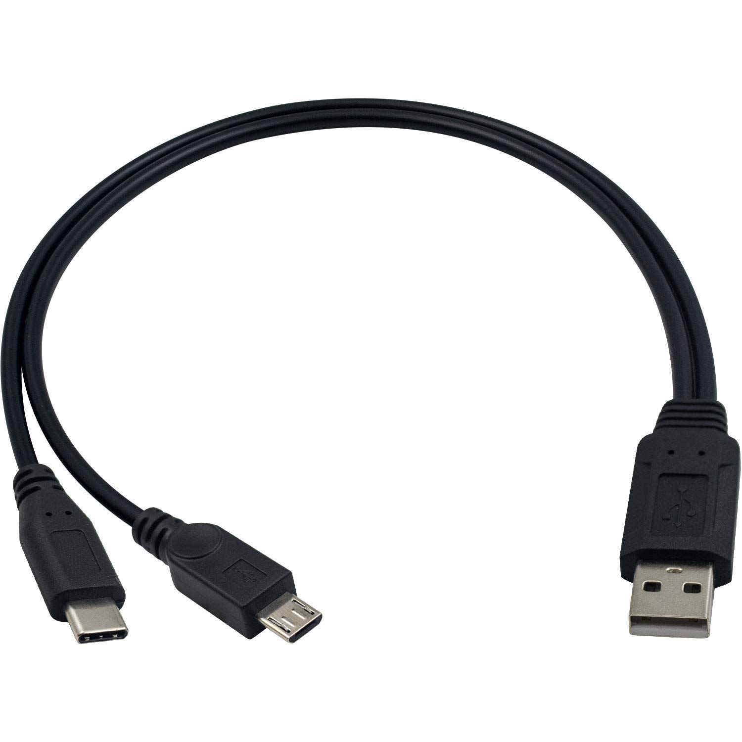 Duttek USB 3.1 Type C Charging Cable, Multifunctional 2 in 1 Charging Cable, USB 2.0 A Male to USB C Type C Male and Micro USB Male Charging Charger Cable Cord 0.3Meter Black