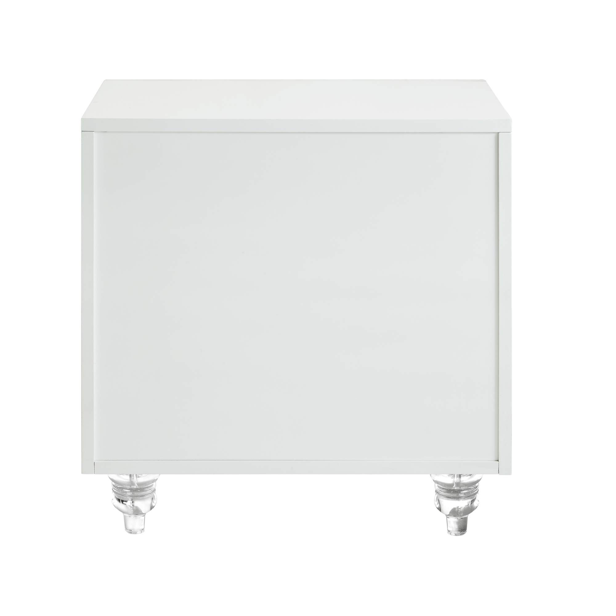 Inspired Home Pablo White Glossy Mirrored Nightstand 3Drawer Side