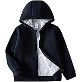ROMPERINBOX Toddler Fleece Jacket Boys Hooded Zip-up Long Sleeve Warm Solid Outerwear 1-6Y