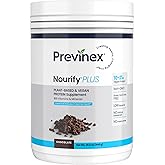 Previnex Nourify Plus Plant-Based Protein Shake - All Natural Vegan Protein Powder, High Protein & Low Sugar, Gluten Free, Soy Free & Dairy Free, Chocolate Protein Powder (29.3 oz)