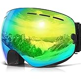 COPOZZ Ski Goggles, G1 OTG Snowboard Snow Goggles for Men Women Youth, Interchangeable Double Layer Anti Fog UV Protection