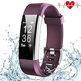 Kybeco Fitness Tracker, Elegant Waterproof Heart Rate Monitor Activity Tracker Bluetooth Wearable Wristband Wireless Step Counter Smart Bracelet Watch for Android and IOS Smartphones (Purple)