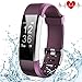 Kybeco Fitness Tracker, Elegant Waterproof Heart Rate Monitor Activity Tracker Bluetooth Wearable Wristband Wireless Step Counter Smart Bracelet Watch for Android and IOS Smartphones (Purple)