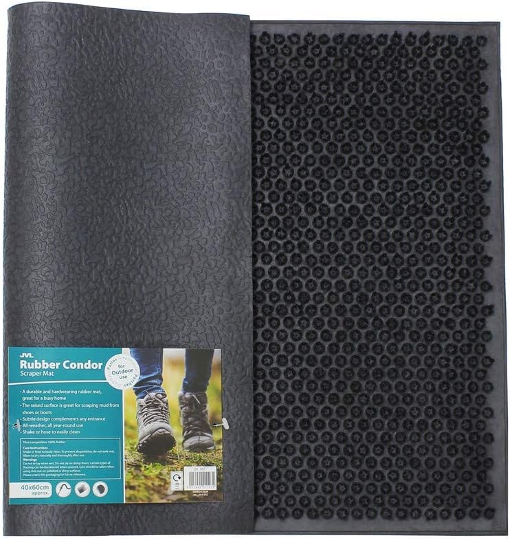 JVL Condor Classic Astro Turf-Look Rubber Scraper Mat, Black, 40 x 60 cm - Image 3