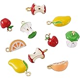 KISSITTY Golden Enamel Charms Cute Fruit Enamel Pendants Food Charms for DIY Necklace Bracelet Earrings Key Chain Jewelry Making Anklets Handmade Dangle Craft Home Decor